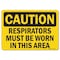 Signmission OSHA Caution Decal, Respirators Must Be Worn In This Area, 10in X 7in Decal, 7" H, 10" W, Landscape OS-CS-D-710-L-19226 - alternate 1